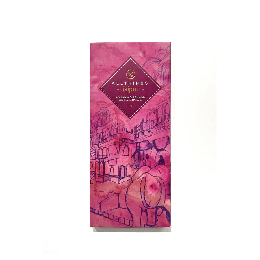 Jaipur (64% Malabar Dark chocolate with rose and pistachio) – Fresh Aisle